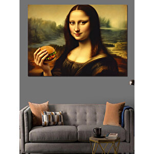 Mona Lisa Hamburgerli Dekoratif Kanvas - Mdf Ahşap Tablo
