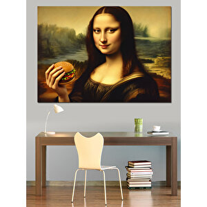 Mona Lisa Hamburgerli Dekoratif Kanvas - Mdf Ahşap Tablo