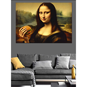 Mona Lisa Hamburgerli Dekoratif Kanvas - Mdf Ahşap Tablo