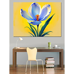 Sarı Çiçek Açan Bitki Dekoratif Kanvas - Mdf Ahşap Tablo 35x50 cm