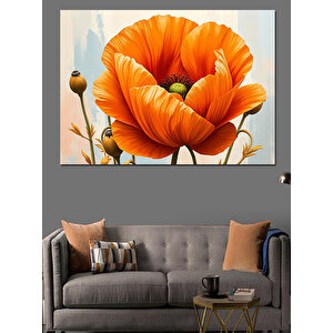 Turuncu Gelincik Çiçek Açıyor Dekoratif Kanvas - Mdf Ahşap Tablo 35x50 cm