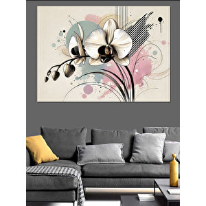 Minimalist Çiçek Deseni Dekoratif Kanvas - Mdf Ahşap Tablo 50x70 cm
