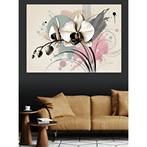 Minimalist Çiçek Deseni Dekoratif Kanvas - Mdf Ahşap Tablo 50x70 cm
