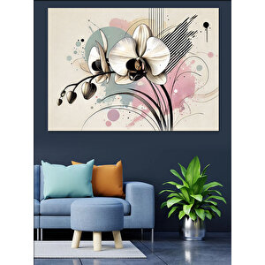 Minimalist Çiçek Deseni Dekoratif Kanvas - Mdf Ahşap Tablo 35x50 cm