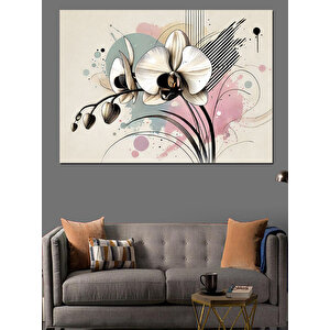 Minimalist Çiçek Deseni Dekoratif Kanvas - Mdf Ahşap Tablo