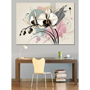 Minimalist Çiçek Deseni Dekoratif Kanvas - Mdf Ahşap Tablo