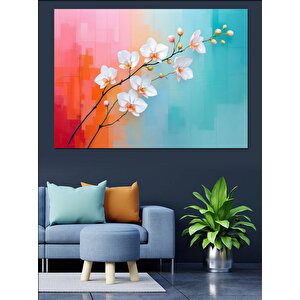 Bahar Çiçekleri Ve Pastel Dekoratif Kanvas - Mdf Ahşap Tablo 100x140 cm