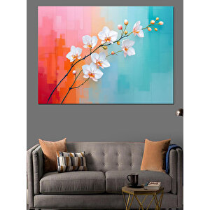 Bahar Çiçekleri Ve Pastel Dekoratif Kanvas - Mdf Ahşap Tablo 50x70 cm