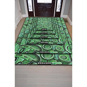 Homshtag Çalgıcı Minimal Salon Halısı Etnik Desenli Halı Yeşil Renkli Geometrik Oturma Odası Halısı