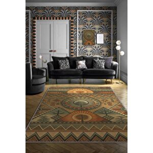Art Deko Vintage Afrikalı Temalı Çok Renkli Etnik Halı Geometrik Desenli Afrika Halısı 200x300 cm