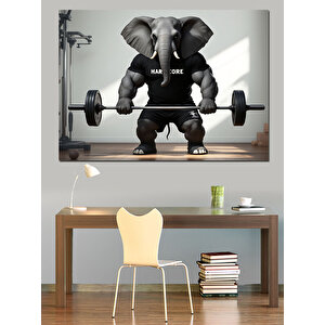 Ağırlık Çalışan Fil Adam Dekoratif Kanvas - Mdf Ahşap Tablo 50x70 cm