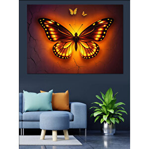Parlayan Kelebek Ve Işıklar Dekoratif Kanvas - Mdf Ahşap Tablo 50x70 cm