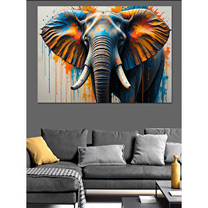 Renkli Fil Portresi Dekoratif Kanvas - Mdf Ahşap Tablo 70x100 cm