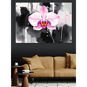 Sulu Boya Orkide Dekoratif Kanvas - Mdf Ahşap Tablo 50x70 cm