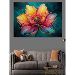 Büyük Renkli Çiçek Dekoratif Kanvas - Mdf Ahşap Tablo 100x140 cm
