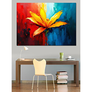 Soyut Sarı Çiçek Dekoratif Kanvas - Mdf Ahşap Tablo 25x35 cm