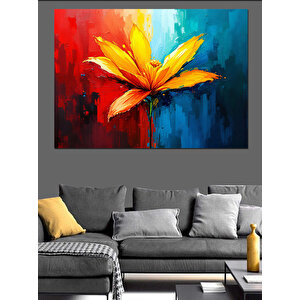 Soyut Sarı Çiçek Dekoratif Kanvas - Mdf Ahşap Tablo