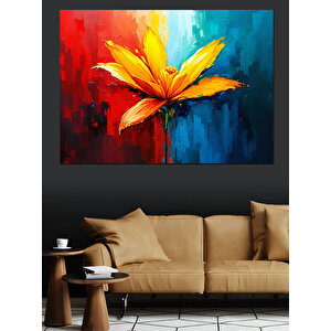 Soyut Sarı Çiçek Dekoratif Kanvas - Mdf Ahşap Tablo