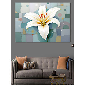 Soyut Lilyum Çiçeği Tasarımı Dekoratif Kanvas - Mdf Ahşap Tablo 100x140 cm