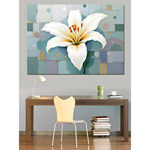 Soyut Lilyum Çiçeği Tasarımı Dekoratif Kanvas - Mdf Ahşap Tablo 100x140 cm