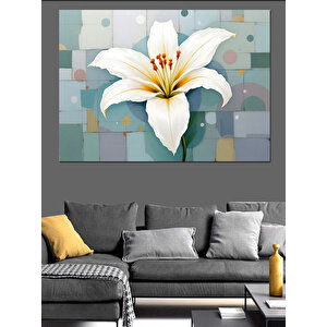 Soyut Lilyum Çiçeği Tasarımı Dekoratif Kanvas - Mdf Ahşap Tablo 100x140 cm