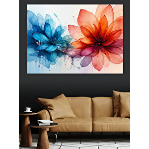 Sulu Boya Renkli Çiçekler Dekoratif Kanvas - Mdf Ahşap Tablo 50x70 cm