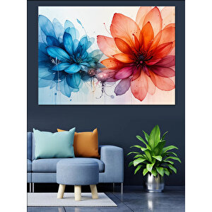 Sulu Boya Renkli Çiçekler Dekoratif Kanvas - Mdf Ahşap Tablo 50x70 cm