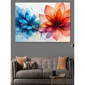 Sulu Boya Renkli Çiçekler Dekoratif Kanvas - Mdf Ahşap Tablo 50x70 cm