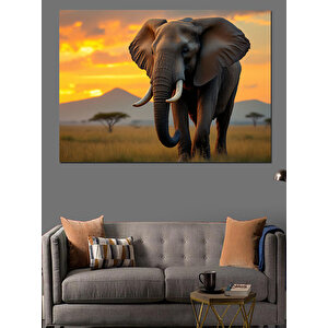 Afrika Yürüyen Fil Dekoratif Kanvas - Mdf Ahşap Tablo 70x100 cm