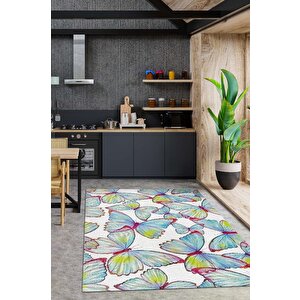 Kelebekler Çok Renkli Dekoratif Halı Dokuma Taban Hayvan Baskılı Özel Tasarım Halı 200x300 cm