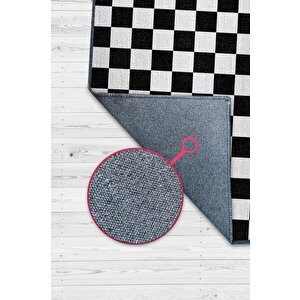 Minimalist Damalı Siyah Beyaz Halı Kareli Oturma Odası Halısı Retro Tarzı Salon Halısı 160x240 cm