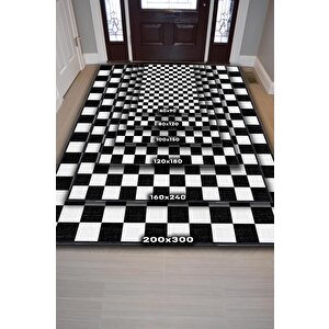 Homshtag Minimalist Damalı Siyah Beyaz Halı Kareli Oturma Odası Halısı Retro Tarzı Salon Halısı