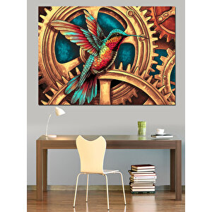 Dişli Çark Kelebek Dekoratif Kanvas - Mdf Ahşap Tablo 100x140 cm
