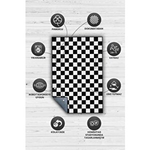 Homshtag Minimalist Damalı Siyah Beyaz Halı Kareli Oturma Odası Halısı Retro Tarzı Salon Halısı
