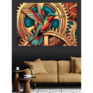 Dişli Çark Kelebek Dekoratif Kanvas - Mdf Ahşap Tablo 50x70 cm