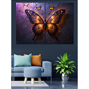 Parlak Renkli Kelebek Portresi Dekoratif Kanvas - Mdf Ahşap Tablo 100x140 cm