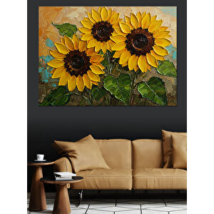 Güneşli Ayçiçeği Bahçesi Dekoratif Kanvas - Mdf Ahşap Tablo 70x100 cm