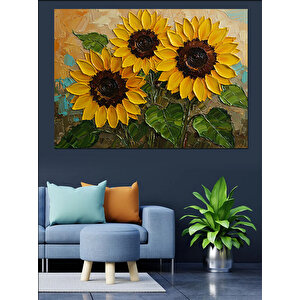 Güneşli Ayçiçeği Bahçesi Dekoratif Kanvas - Mdf Ahşap Tablo 70x100 cm