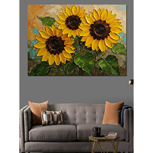 Güneşli Ayçiçeği Bahçesi Dekoratif Kanvas - Mdf Ahşap Tablo 70x100 cm