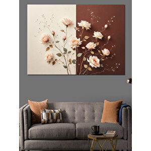 Duvar Üstü Çiçekler Dekoratif Kanvas - Mdf Ahşap Tablo 70x100 cm