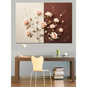 Duvar Üstü Çiçekler Dekoratif Kanvas - Mdf Ahşap Tablo 70x100 cm