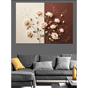 Duvar Üstü Çiçekler Dekoratif Kanvas - Mdf Ahşap Tablo 70x100 cm