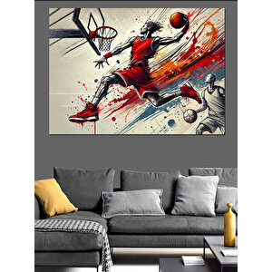 Basketbolcu Çizgi Roman Tarzı Dekoratif Kanvas - Mdf Ahşap Tablo 50x70 cm