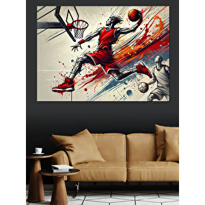 Basketbolcu Çizgi Roman Tarzı Dekoratif Kanvas - Mdf Ahşap Tablo 50x70 cm
