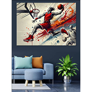 Basketbolcu Çizgi Roman Tarzı Dekoratif Kanvas - Mdf Ahşap Tablo 50x70 cm