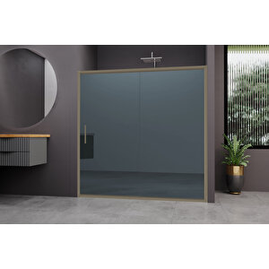 Carmen Temperli 6 Mm Ön Cephe Cam Duşakabin Bronz Profil Mavi Reflekte Cam 147 cm