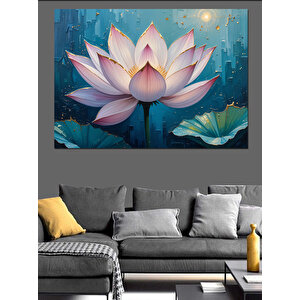 Lotus Çiçeği Sanatı Dekoratif Kanvas - Mdf Ahşap Tablo 25x35 cm