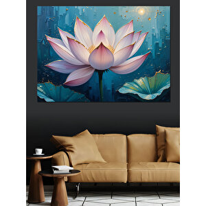 Lotus Çiçeği Sanatı Dekoratif Kanvas - Mdf Ahşap Tablo 25x35 cm