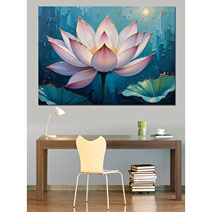 Lotus Çiçeği Sanatı Dekoratif Kanvas - Mdf Ahşap Tablo 70x100 cm