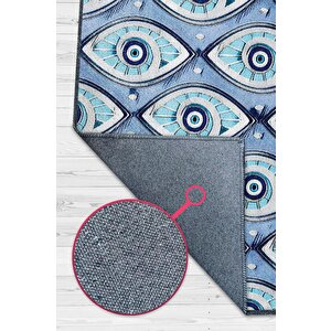 Boncuklu Nazar Temalı Salon Halısı Nazar Boncuklu Desenli Halı Renkli Oturma Odası Halısı 200x300 cm